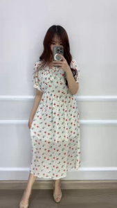SV 6670 - Abella Dress | Silvervogue | Gaun Printed Chiffon Midi Pakaian Wanita