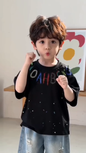 Set Baju Budak Lelaki Style Korea Baru Tshirt Huruf Warna Short Sleeve Seluar Jeans Lusuh Sport Casual Baju Jalan Murah Sesuai Kanak 0-5 Tahun Mudah Cuci Tahan Lama