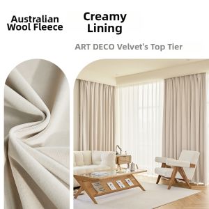 French Luxury Creamy Pink Velvet Curtain