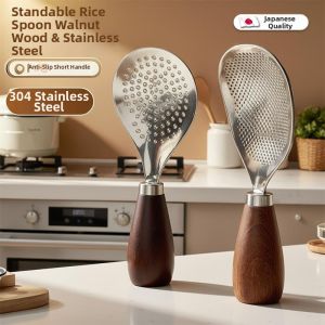 LIKE | Non-stick Rice Scoop Food Grade Stainless Steel Wooden Handle Standable