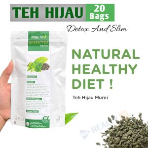Teh Pelangsing/Diet Minuman Teh Detox GREEN TEA Isi 20 Teh Hijau Celup Untuk Sistem Pencernaan
