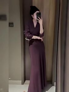 QFN | Đầm Tím Retro Elegance