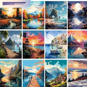 GATYZTORY Frameless ภูมิทัศน์ DIY จิตรกรรมโดยตัวเลขภาพวาดการประดิษฐ์ตัวอักษร Modern Wall Art ภาพวาดผ้าใบสําหรับตกแต่งบ้าน 40X50