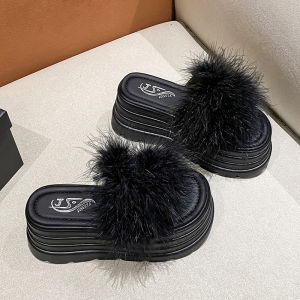 Womens Thick Bottom Platform Slippers Summer 2025 High Heel Beach Sandals Increase Height Strap Slippers for Dress And Skirts