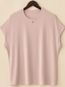 Loose Fit plus Size Womens Short Sleeve T-Shirt round Neck Thin Cotton Summer Top Slimming Belly Covering Base Shirt