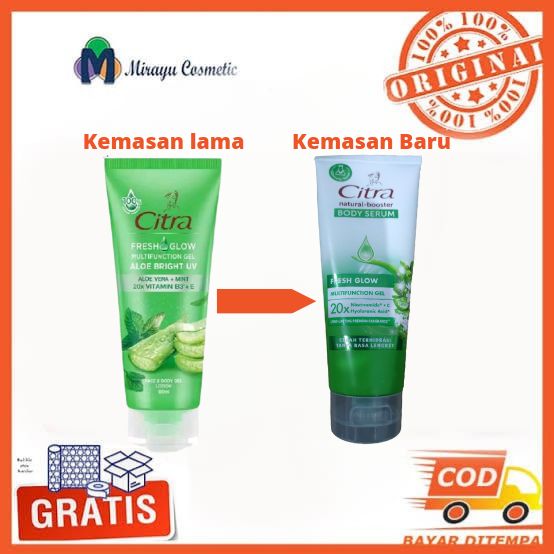 Citra Fresh Glow Multifunction Gel Aloe Aloevera Bright Uv 100 ml Ukuran Kecil Pelembab Wajah Tubuh