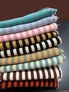 Combed Cotton Terry Striped Fabric Spring and Autumn Knitted Sweater Casual Coat Fabric Handmade DIY Baby Clothes