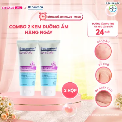 Combo 2 Kem Dưỡng Ẩm Hằng Ngày BEPANTHEN Sensidaily Tuýp 200ml x2 Dành Cho Da Khô Nhạy Cảm và Dễ Bị Chàm