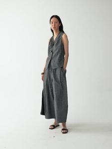 INSIS FEMME | Summer Linen-Cotton Folded Retro Style Tailored Womens Vest