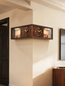 ARTPIONEER | Creative Dual-sided Dust-proof Corner Hanging Clock with Blind Box Storage Display Shelf No-drill Installation