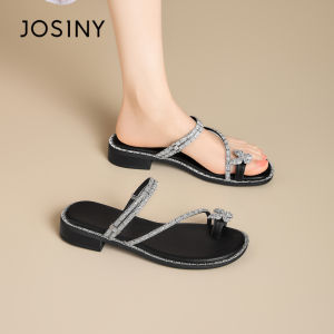 Josiny | Glitter Butterfly Design Toe Post Flat Sandal