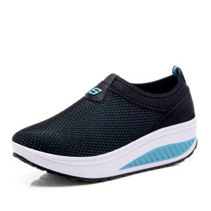 Spring Summer Autumn Thick Bottom Breathable Casual Womens Slip-On Platform Shoes Mesh Upper Comfortable Sporty Flats