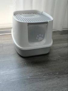 [SG SELLER] Litter Box Large Fully Enclosed Cat Toilet with Door Thickened Splash-Proof Activated Carbon Top Cover Deodorant