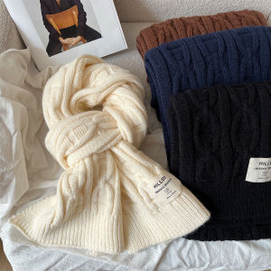 Korean Style Soft Knitted Wool Scarf Womens Winter Solid Color Versatile High-End Warmth Student Couple Neck Warmer
