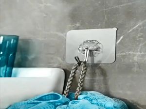 50Pcs Transparent Seamless Hooks Wall-mounted Wall Hook Kitchenware Hooks Waterproof Oilproof Bathroom Kitchen Heavy Duty Self Adhesive Hooks
