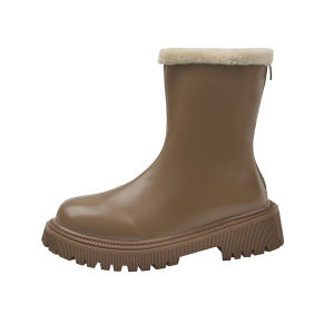 Winter Thickened Fleece Lined Martin Boots Womens Snow Boots High Top Fashion Boots Waterproof Rubber Outsole round Toe Boots