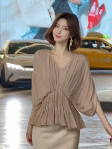 ZHILU | Áo Blouse Vòng Cổ V Xòe Elegance Cho Mùa Hè