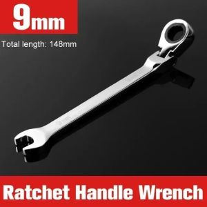 Ratchet Spanner Wrench Set 8-17mm Gear Ring Ratcheting Combination Wrench Kit Metric Flexible Head with Canvas Bag