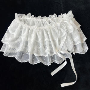 Korean Fashion Lace Irregular Skirt Curtain White Flowers Lace Mesh Halfbody Skirt Women Summer Bottoms Jeans Decorative Hemline
