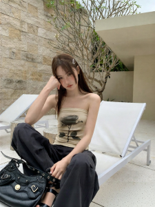 NIHAOKANONG | Áo CROP WRINKLE IN HOA HỒNG Không TAY