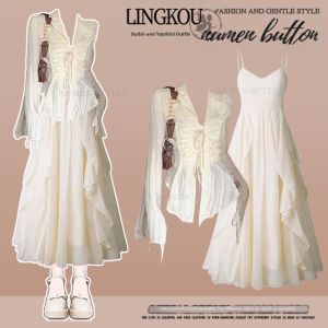 NUMEN BUTTON | Chic Slimming Shirt & Camisole Dress Set