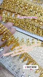 Aplikasi Ceka Renteng Motif Rangkai Per 50 Cm Setengah Meter Gold Silver