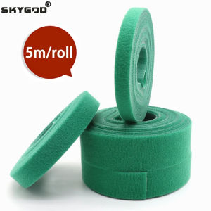 5m/roll Cable Ties Reusable Loop Bundle Self Adhesive Green Nylon Strap Organizer Clip Wire Holder Management Fastening Tape