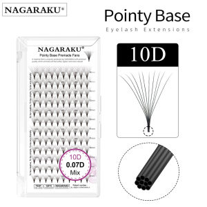 NAGARAKU Sharp Narrow Stem Premade Fans Eyelash Extension 0.07mm 4D-10D 120 Fans Thin Pointy Base Russian Fans Ready Volume