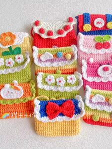 Wool Woven Rainbow Coin Purse Snowyprincess Radish Rabbit Strawberry Bear Coin Pocket Cute Crossbody Coin Bag