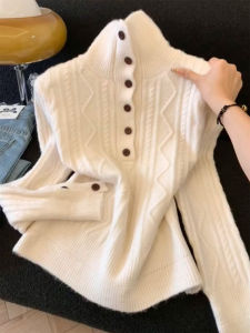 QINGNAER | Elegant Soft High-neck Knit Sweater