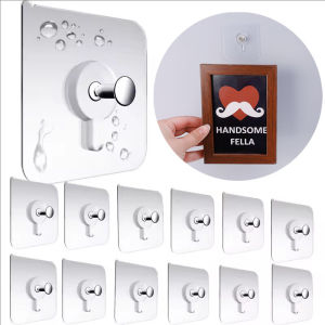 50Pcs Transparent Traceless Self Adhesive Wall Nail Reusable Adhesive Wall Hooks Multipurpose Waterproof Adhesive Hang Drawing Nails With Screw For Photograph Frame/Mural