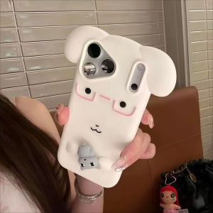 EOENKK | 3D Cute Cartoon Ganadi Dog Phone Case For iPhone 12 13 14 15 16 17 Pro Max Plus 16e 17e Shockproof Soft Silicone INS Back Cover
