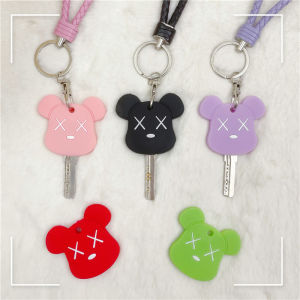 Vicious Bear Silicone Keychain Access Control Card Integrated Cute Macaron Colored Wrist Rope Portable Full Cover Key Holder