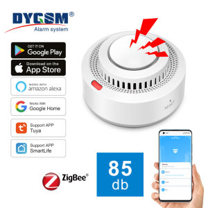 Tuya Smart Zigbee Smoke Detector With Real-Time APP Alerts & 85dB Alarm for Home/Office Wireless Easy Installation & Low Powe