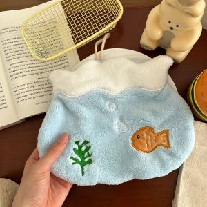 Fish Tank Cartoon Cute Coral Velvet Hand Towel Super Absorbent and Non-shedding Hanging Square Towel New Creativity Handkerchief