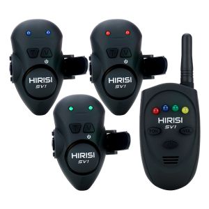 Hirisi SV1 Carp Fishing Bait Alarm Set with 4 Color LED Indicators Waterproof Adjustable Sensitivity with Portable Storage Case