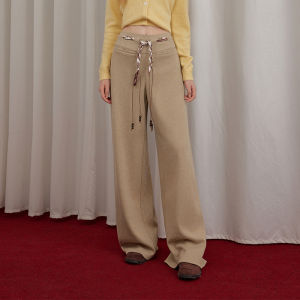 unifree | Quần Tây Knitted Loose Thẳng Có Dây Đai