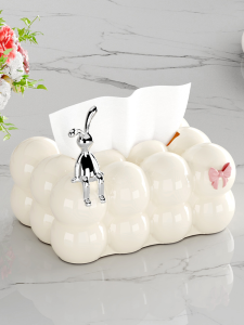 ที่ใส่กระดาษทิชชูสุดหรูสำหรับห้องนั่งเล่น ใช้ในบ้านระดับไฮเอนด์ กล่องเก็บกระดาษทิชชูแบบผ้าปูโต๊ะ ให้ความรู้สึกพรีเมียม