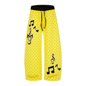 American Retro Polka Dot Music Loose Dancing Wide Leg Pants