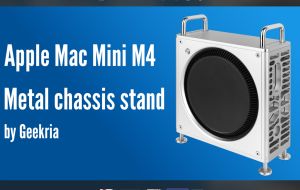 Geekria Computer Chassis Stand: A Silver Aluminum Chassis Case for 2024 Mac Mini M4 & M4 Pro