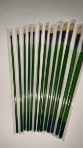 Cọ vẽ đầu oval lông lợn cán gỗ xanh. Cọ filbert vẽ màu acrylic sơn dầu màu nước màu gouache