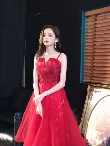 Long Evening Dress Tube Top Red Toast 2021 New Bride Wedding Banquet Party Host Noble Temperament Can Usually Wear Medium And Long Design