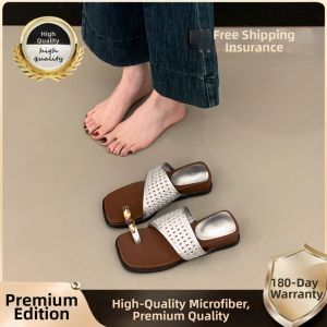 ZHENMO | Thick Heel Metal Buckle Toe Ring Sandals
