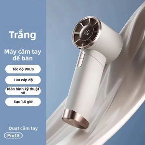 Quạt Điện Cầm Tay Di Động Tích Hợp Đèn LED Kỹ Thuật Số Sạc Type-C 100 Tốc Độ Điều Chỉnh Làm Mát Nhanh Như Đá