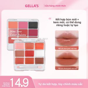 Gellas Velvet Lip Tint Palette Nine Colors Overlap DIY Lipstick Lip Gloss Lip Mud Mirror Lip Glue Water Light Lipstick Velvet Lip Tint