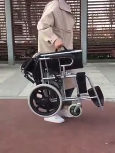 sharke Wheelchair for senior sale Folding 11kg Lightweight Portable Wheelchair Breathable Cloth Solid Front and Rear Wheels Vertical Hand Brake Lightweight Folding 150 kg Universal Solid Front Wheel with Parking Brake
