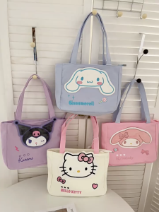 🌈 ผ้าหนาใบใหญ่ กระเป๋า วัสดุเป็นผ้าแคนวาส ปักลาย 3D สายสะพายยาว เข้าไหล่ได้ ขนาด 30×26×7.5 cm