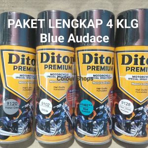 Pilok Cat Diton Premium Paket Lengkap 4 Kaleng Blue Audace Biru 9482 Primer Grey 9120 White 9102 Clear Gloss 9128 400cc Pilox Paketan Cat Semprot Special Spray Paint