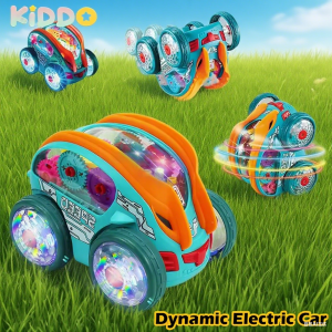 Electric Pull-back Car Stunts Automatic 360 Rotation Automatic Cycle Skip Gear Rotation Lighting Music Toddler Trucks Race Car