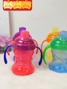 2PCS Baby Sippy Cup 270ml Duckbill Style Baby Training Cup Double Non-Slip Handles For Easy Gripping Food-Grade Safe Material Silicone Nipple Leak-Proof Seal With Dust Cover
